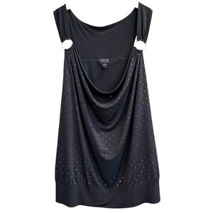 Torrid Black Sleeveless Pullover Studded  Metal Ring Accent Biker Top Sz 4X #335